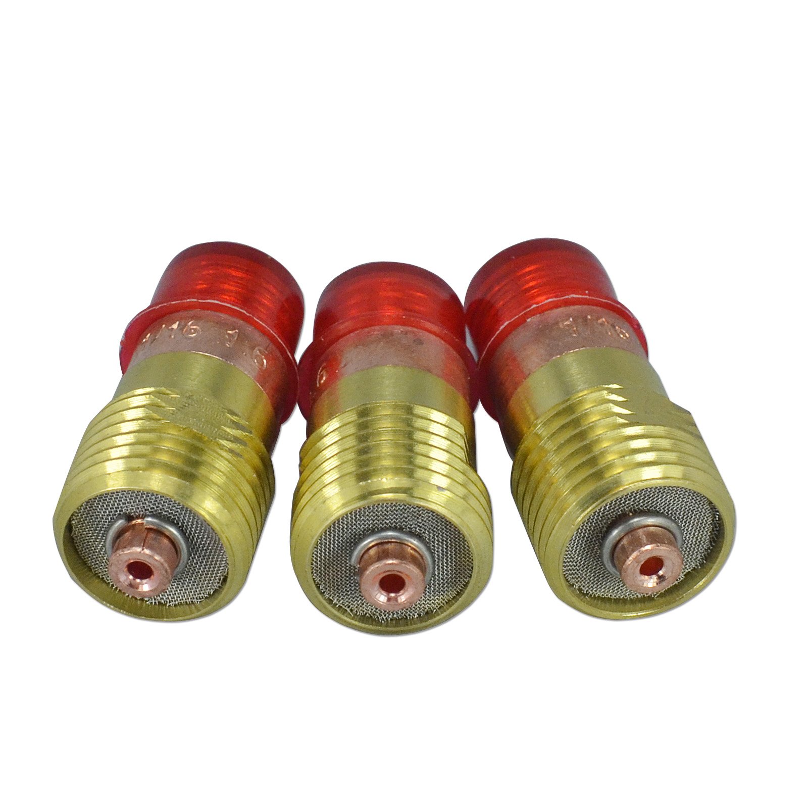 RIVERWELD TIG Stubby Gas Lens Collet Bodies 17GL116 1.6mm Orifice for QQ300 PTA DB SR WP 17 18 26 TIG Welding Torch Pack of 3