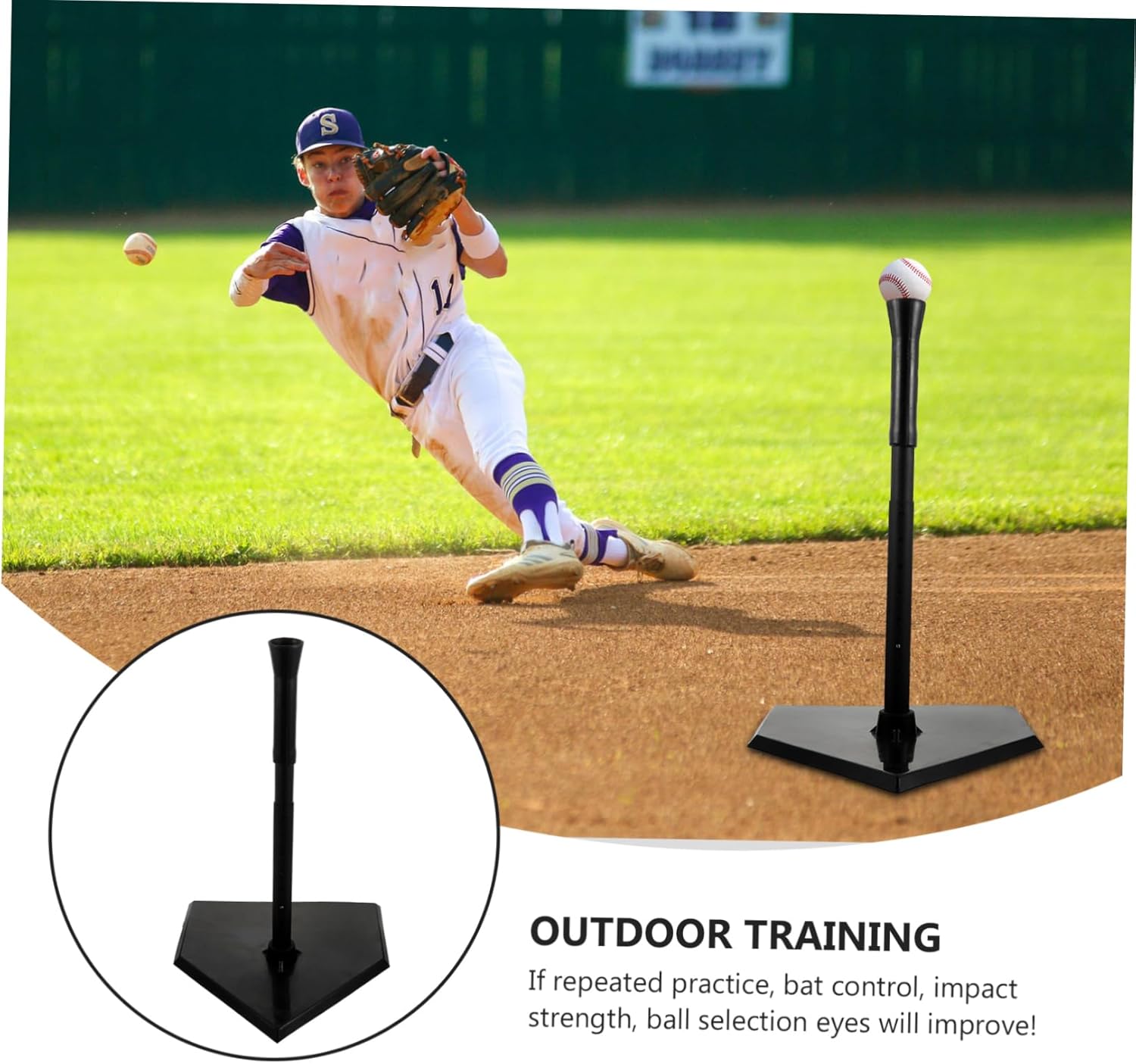 Baseball Practicing Rack Batting Swing Holder Training Equipment Outdoor Softball Tee