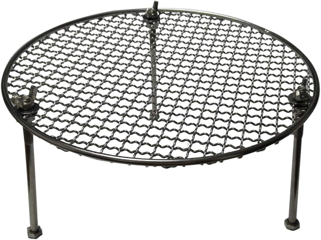 Portable Stainless Steel Outdoor Camping Barbecue Mesh Grill with Detachable Support Stand Diameter 35CM