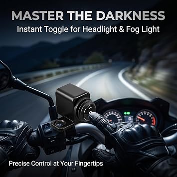 Motorcycle Light Toggle Switch 12V ON-Off-ON Design, Waterproof Handlebar Control for Fog Driving Auxiliary Lamps, Easy Mount Riding Accessory for Most Motorcycles ATV UTV (3 Hole Black)