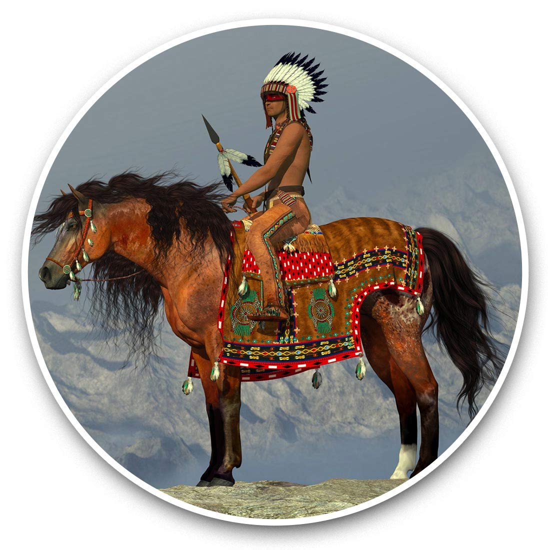 Destination Vinyl Ltd American Indian Appaloosa Horse 44085 Awesome Vinyl Stickers (Set Of 2) 7.5Cm - American Indian Appaloosa Horse Fun Decals For Laptops,Tablets,Luggage,Scrap Booking,Fridges #44085