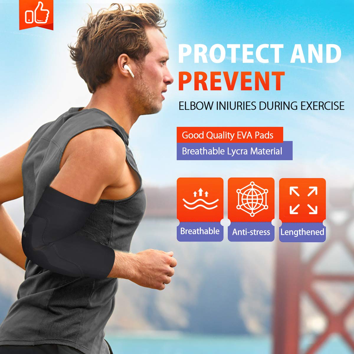 BenKen Elbow Brace Adjustable Elbow Support Compression Sleeves for