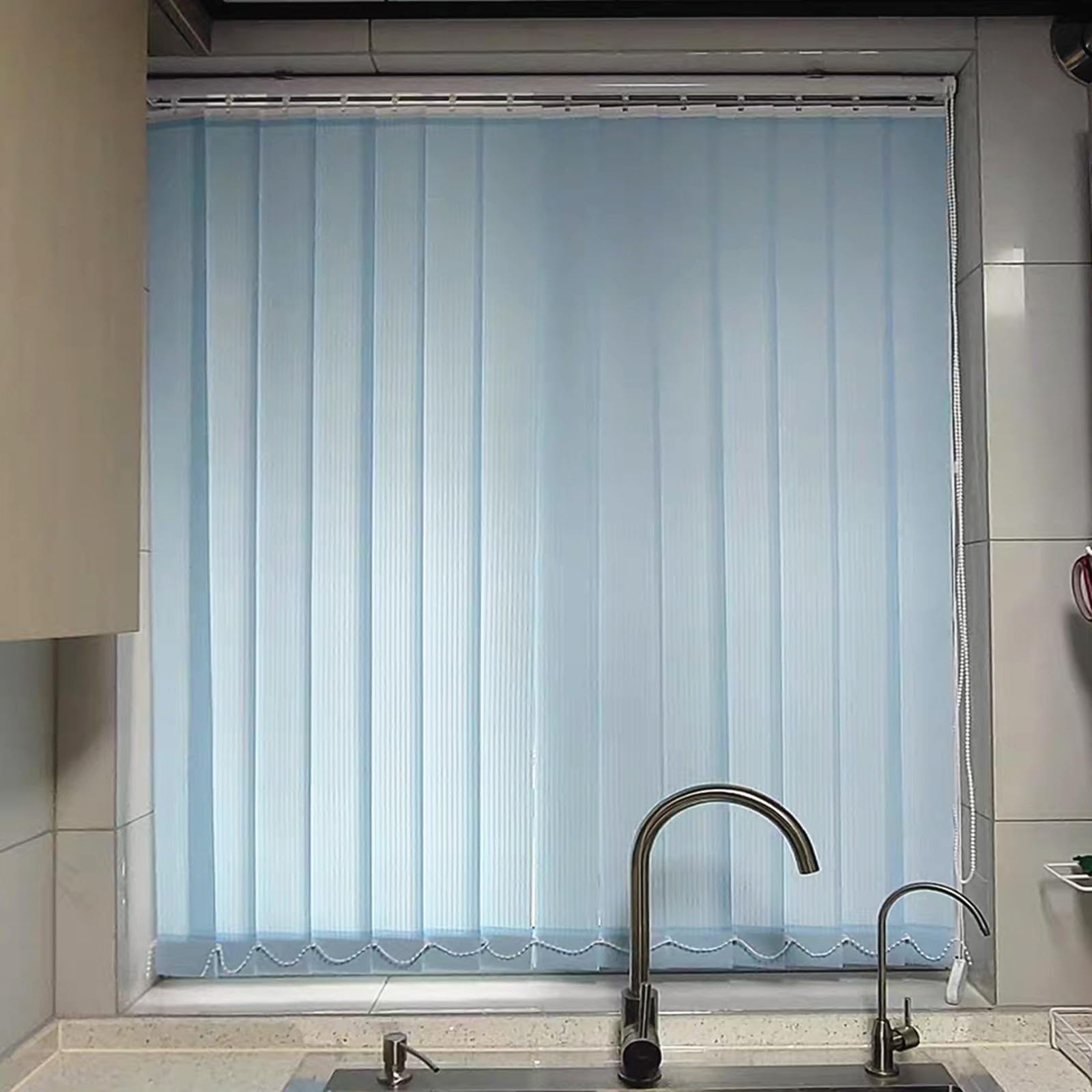Verdunkelungslamellen Blau Vertikaljalousie Lamellenvorhang Komplettset,Sichtschutz Sonnenschutz Jalousie,Lamellen Fenster Rollo,für Zuhause,Anpassbar Farbe,Breite×Höhe (150cm x 120cm)