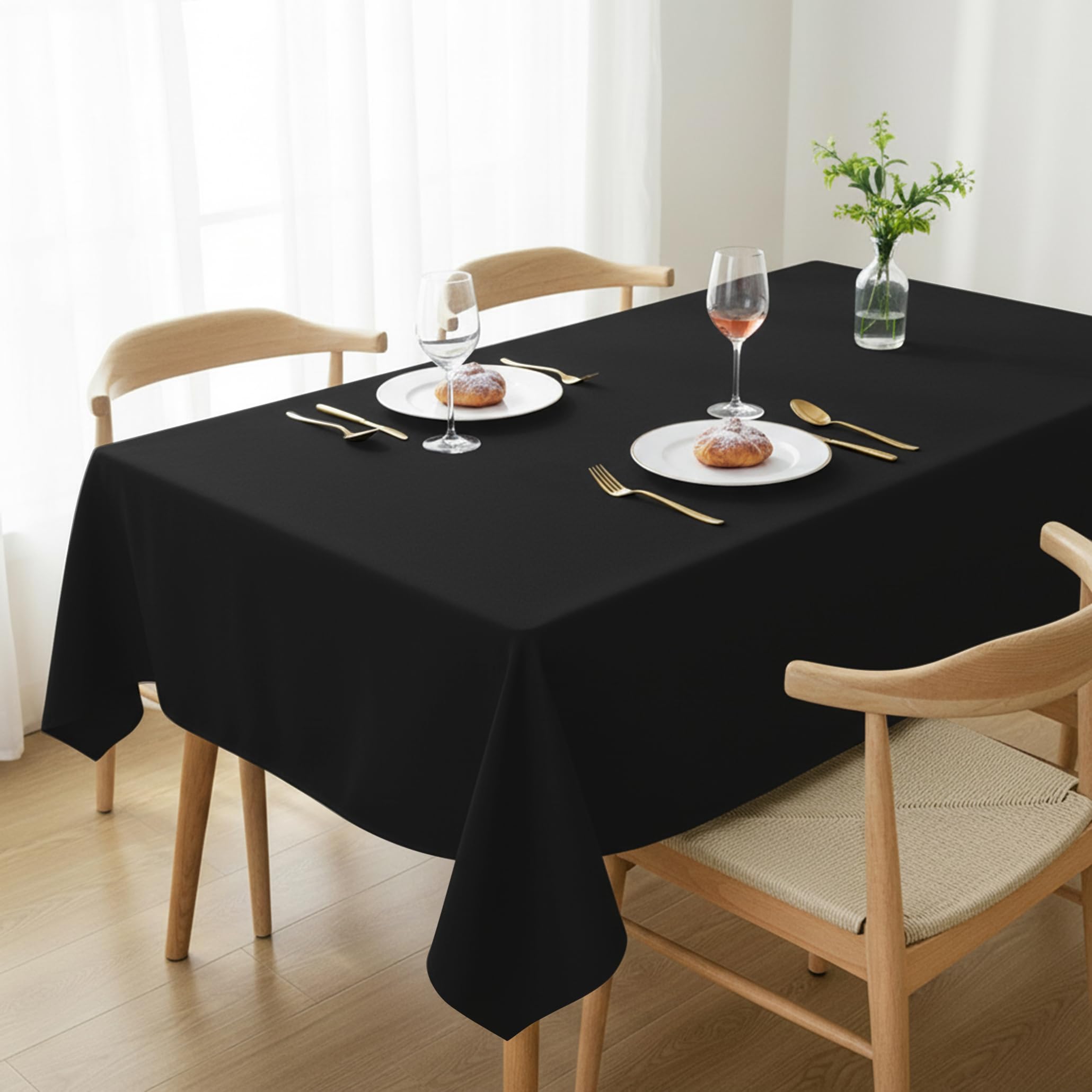 Utopia Kitchen Black Rectangle Tablecloth 150X300 Cm - Table Cover Machine Washable Table Cloth Perfect For Parties, Weddings And Festivals (59X118 Inches)