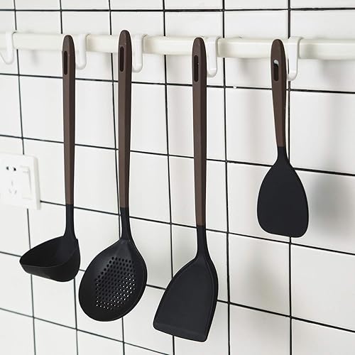 Miniatura 6 de Juego de utensilios de cocina de silicona, juego de herramientas de cocina de alta calidad, escalera, espumadera, paleta de arroz, espátula -