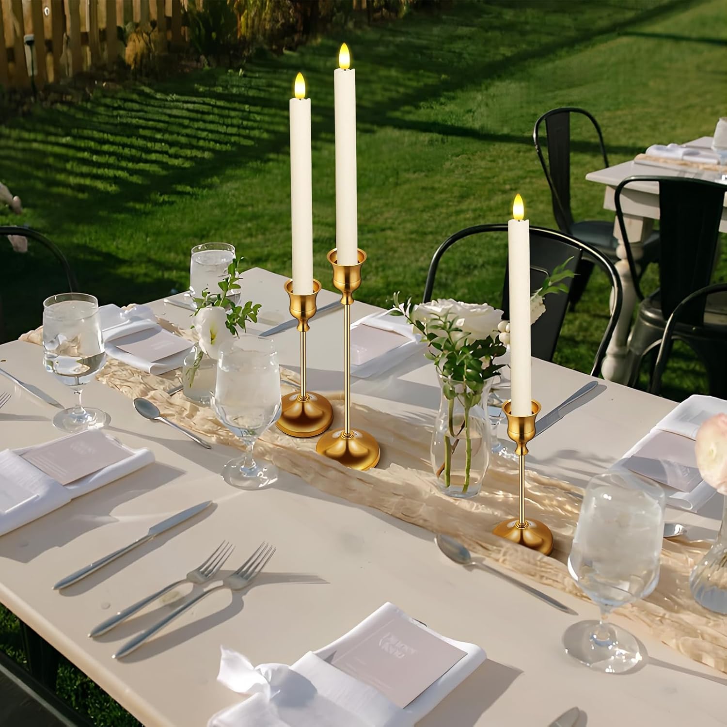 Upgraded Real Wax LED Flameless Taper Candles with Remote, KSWING 6 PCS Ivory Candle Sticks Battery Operated 3D Flickering - 9.6" Long Realistic Fake Candlesticks for Home/Wedding/Fireplace Xmas Decor - Image 7