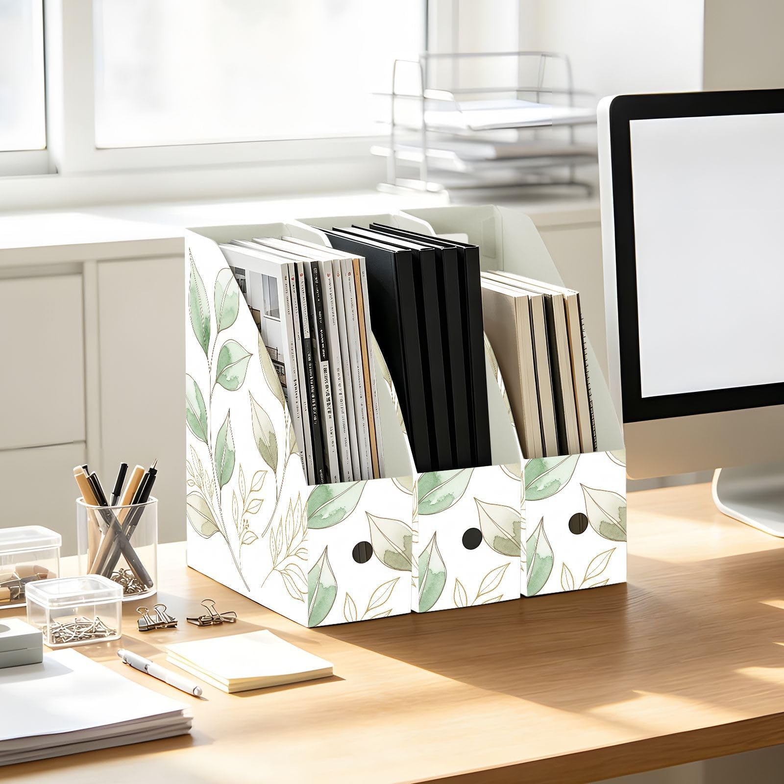 Portariviste classico floreale beige per libreria