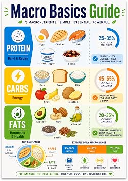 Nutrition Poster Print - Macro Basics Guide - 13x19 Macronutrient Chart