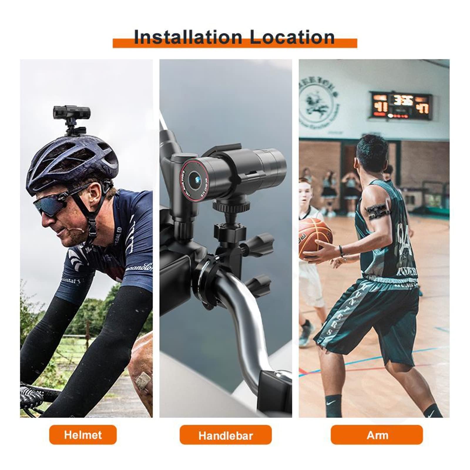 Action Cam, 2K HD Action Camera Outdoor Bike Moto Camera Sport DV Videoregistratore DVR Dash Cam for Auto Bicicletta,All'aperto, Sport, Video(Only Camera)