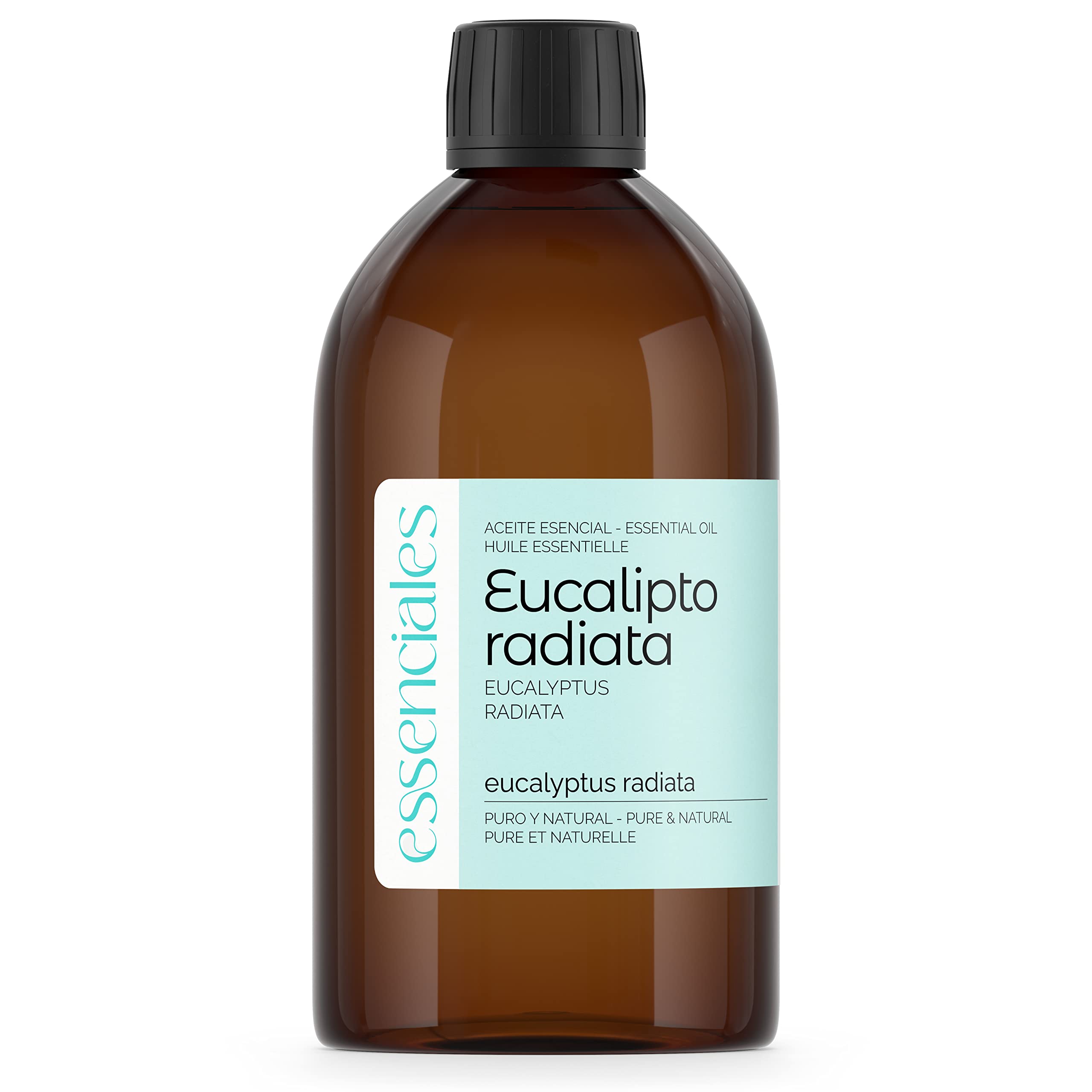 ESSENCIALES Aceite Esencial de Eucalipto radiata 500 ml – 100% Puro y Natural – Aroma Fresco para Difusor, Humidificador y Aromaterapia