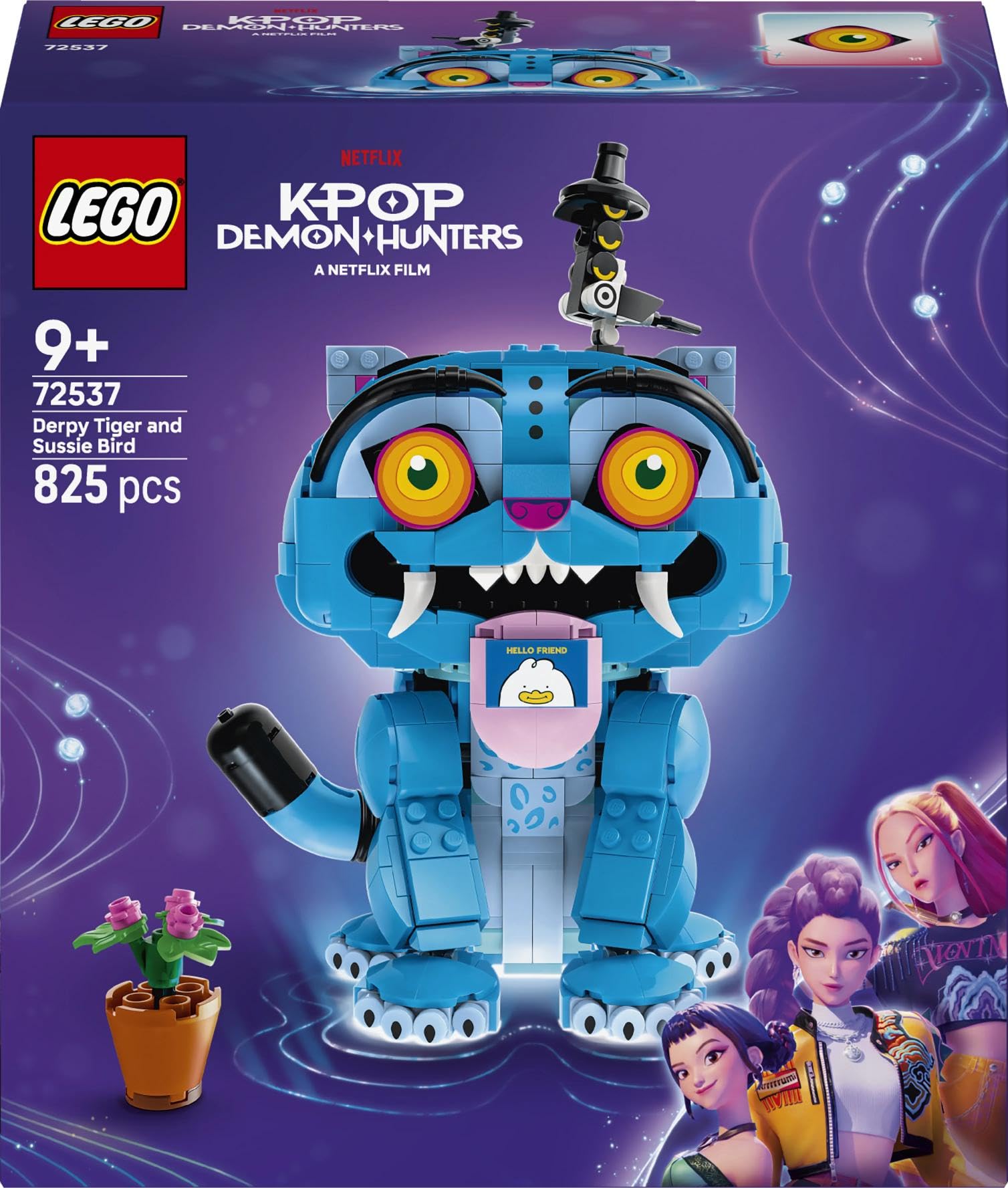 LEGO KPop Demon Hunters Derpy la Tigre e Sussie la Gazza - Gioco K-Pop con 2 Animali e Vaso di Fiori - Decorazione da Cameretta - Regalo per Bambine e Bambini da 9 Anni in su a Tema Musicale - 72537