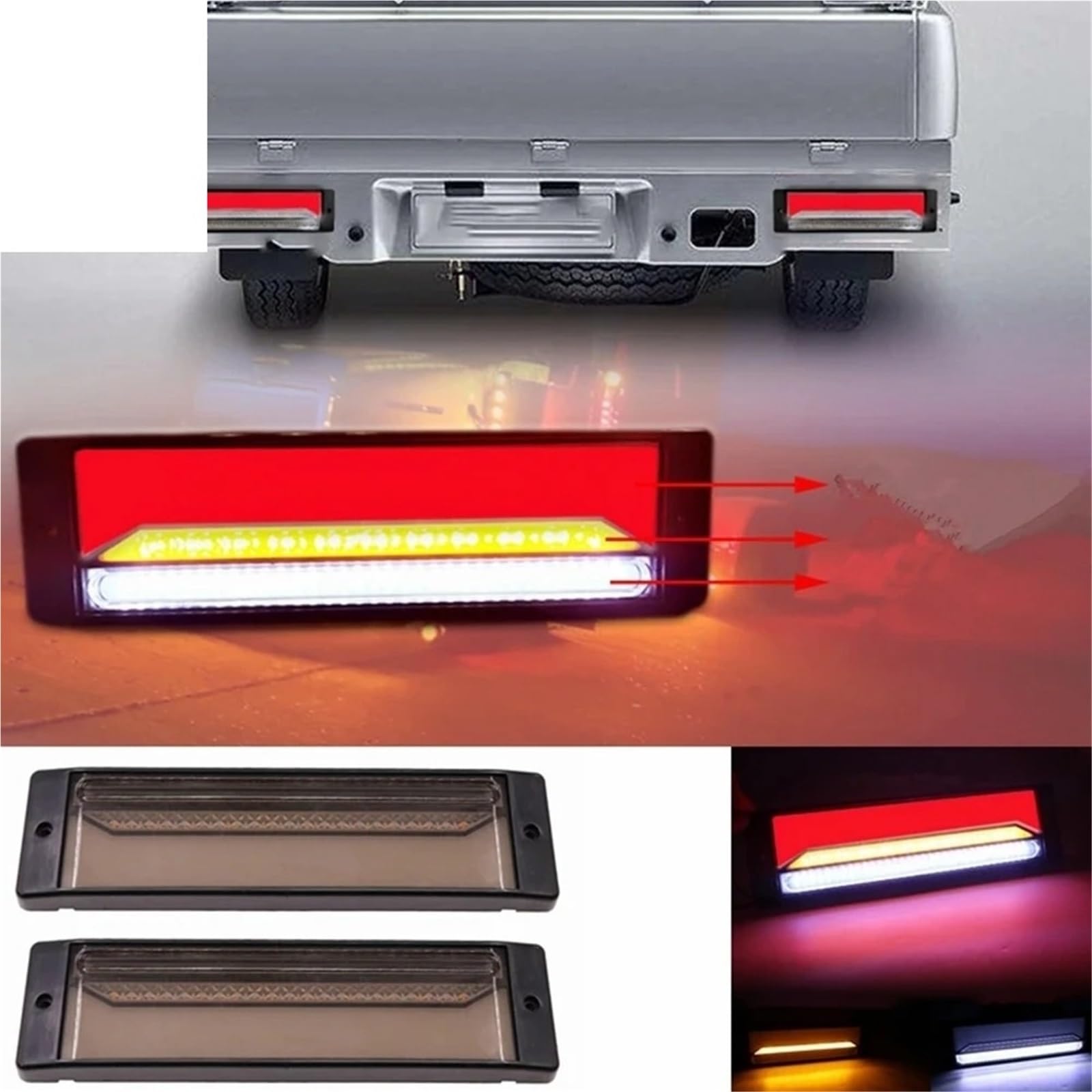 Luz Trasera 2 Luces Traseras Para Remolque Camión 12V-24V 147 LED Señal Freno Intermitentes, Luces Traseras Freno Linterna.
