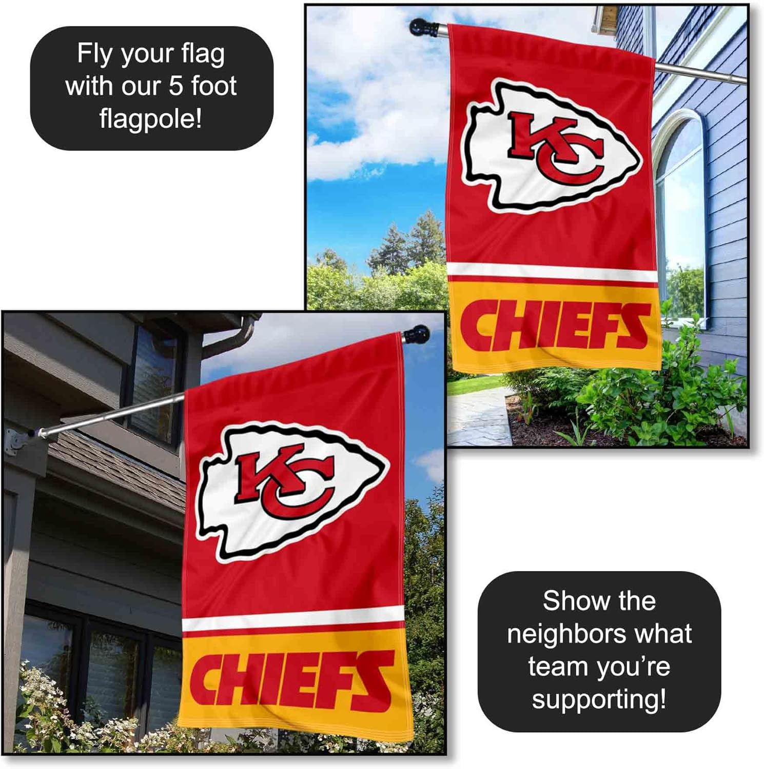 KC Chiefs Two Sided House Flag