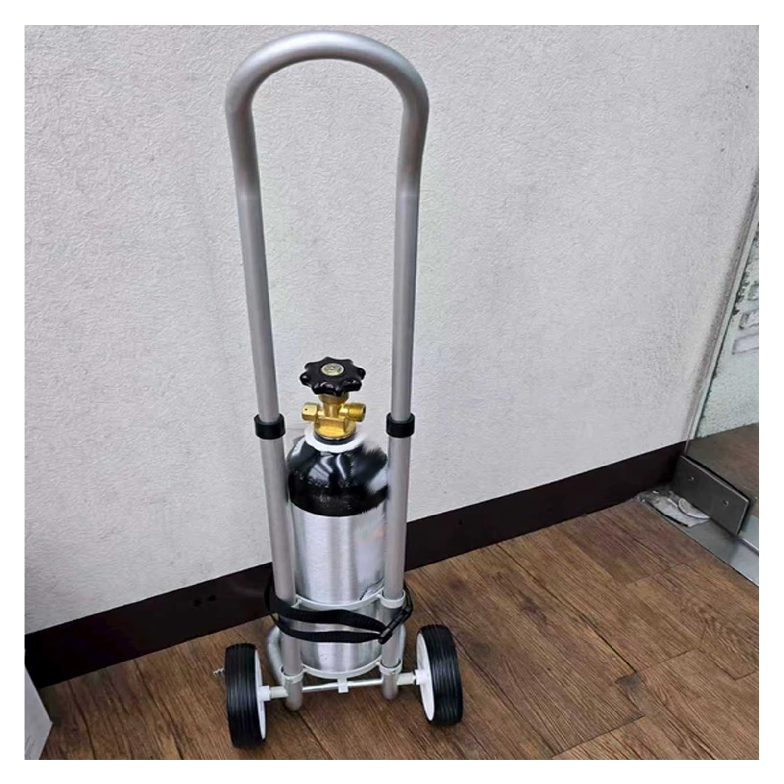 MZZKFC Small Cylinder Trolley with Wheels and Handle，Mobile Gas Cylinder Storage Rack Detachable，35.4-41.3in Adjustable Cylinder Tank Rack For Beauty Salon(158mm/6.2 in)