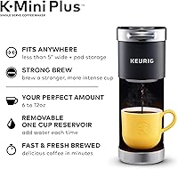 Vista 2 de Keurig K-Mini Plus - Cafetera de una sola porción con Café Bustelo Espresso estilo café tostado oscuro, 72 cápsulas K-Cup