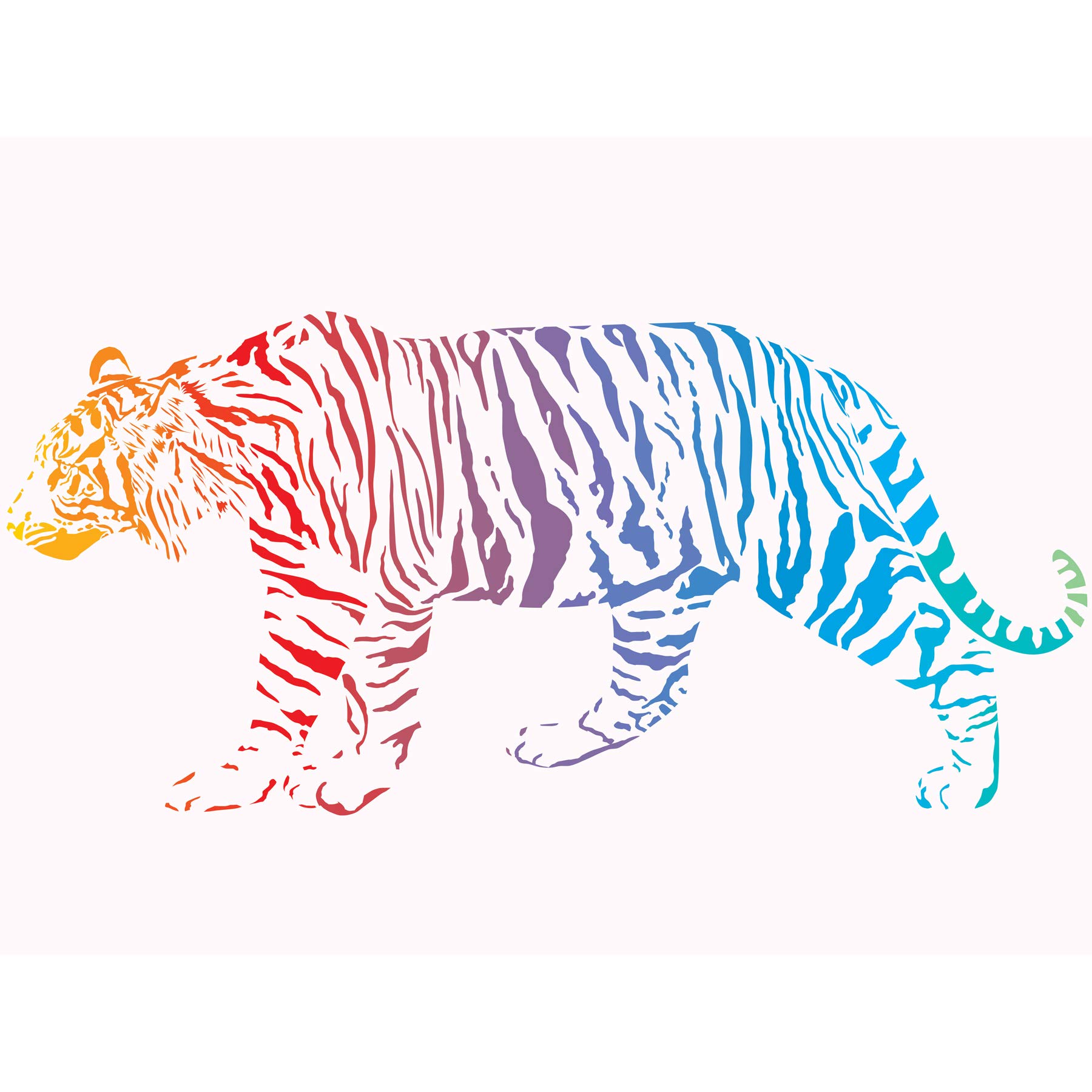 Wee Blue Coo Rainbow Tiger Illustration Large Wall Art Poster Print Thick Paper 18X24 Inch