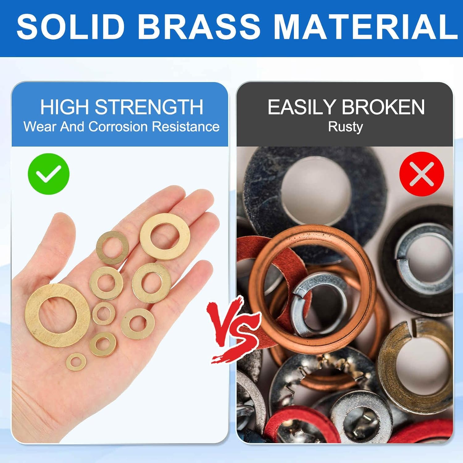 MECCANIXITY 18 Pack Brass Flat Washer, M5 Copper Washers Crush Washer Kit Assortment, 5mm ID, 16mm OD, 1mm Thick for Bolts Screws Machinery Repair, Outdoor Construction