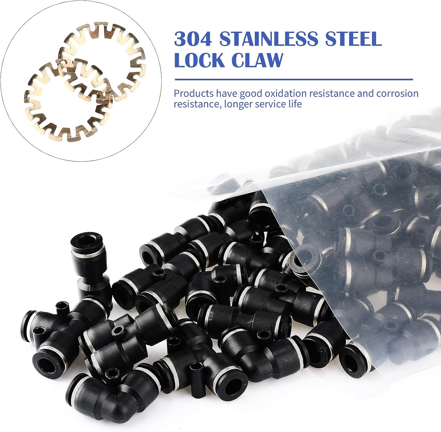 Hotop Push to Connect Fittings Air Line Pneumatic Fittings Kit 60 Pieces Quick Release Pneumatic Connectors Air Line Fittings 15 Splitters 15 Elbows 15 Tee 15 Straight Tubes (Black,1/4 Inch Od) : Everything Else