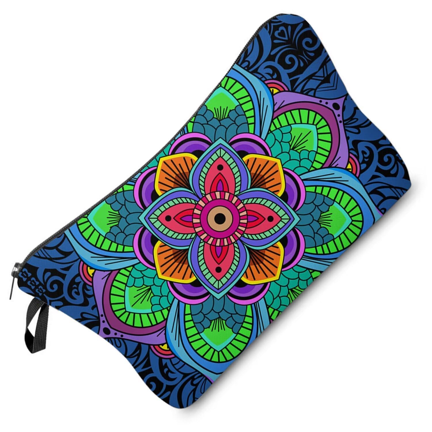 Livel lhood Mandala Flowers Cosmetic Bag Cute Stylish Small Makeup Organizer Zipper Pouch Floral Mandala Birthday Aesthetic Present for Women Friends