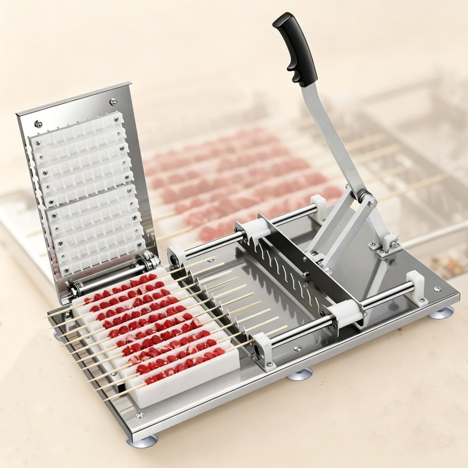 Máquina Manual Para Hacer Brochetas De Cordero, 10 Agujeros, Herramienta Para Brochetas De Carne, Prepara 10 Brochetas A La Vez, Funcionamiento Sin Esfuerzo, No Requiere Instalación