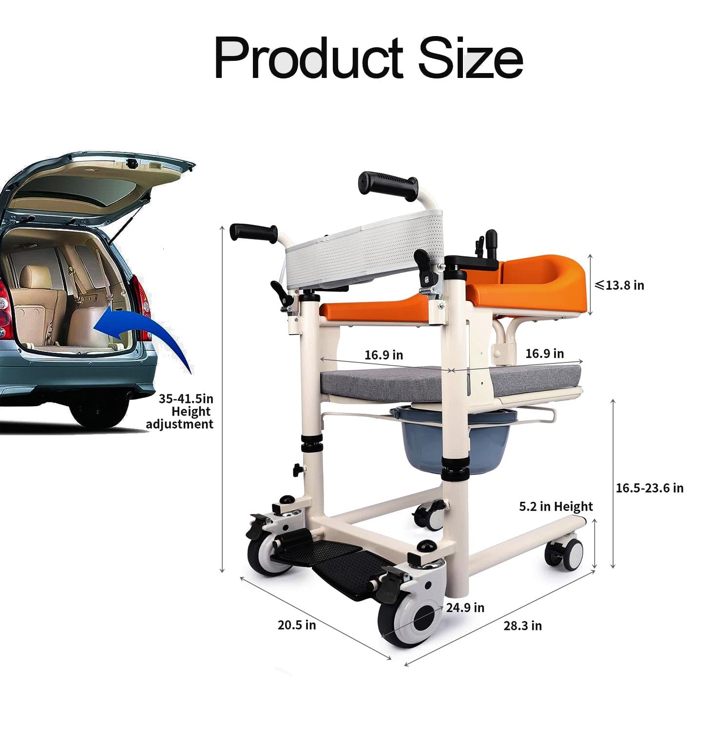 Genérico Taburete de Ducha para Silla de Ruedas, Ayuda para elevar Pacientes, Elevador portátil para Pacientes, Silla de Ruedas Ligera para cabecera, Elevador de Silla de Ruedas para Coche, Elevador