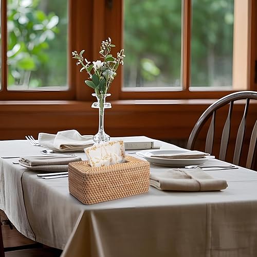 Miniatura 6 de Cubierta de la caja de pañuelos de ratán tejido natural servilleta facial rectangular 10 x 6.1 x 4.1 pulgadas (natural)