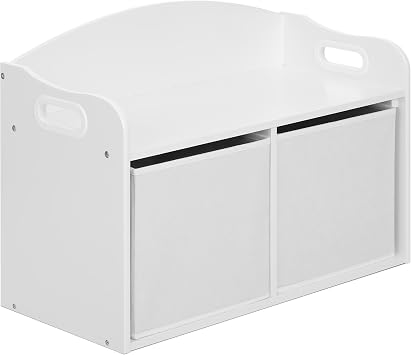 Evolur Playthings Storage Bench, Two Large Storage Baskets, Easy to Clean Bench with Storage Durable and Built to Last