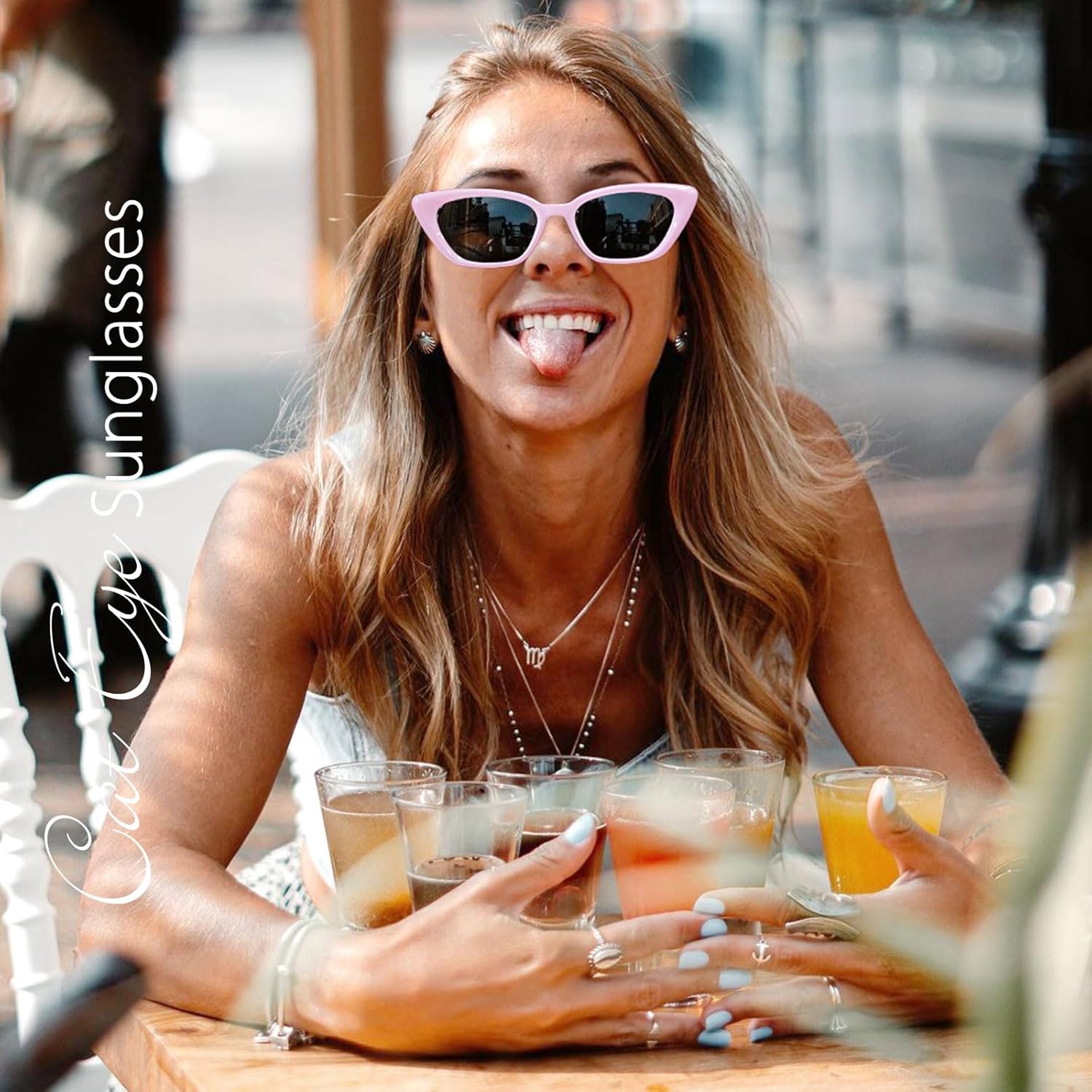 WOWSUN Small Cat Eye Sunglasses Womens Retro Narrow Trendy Polarized Sunglasses - Image 2