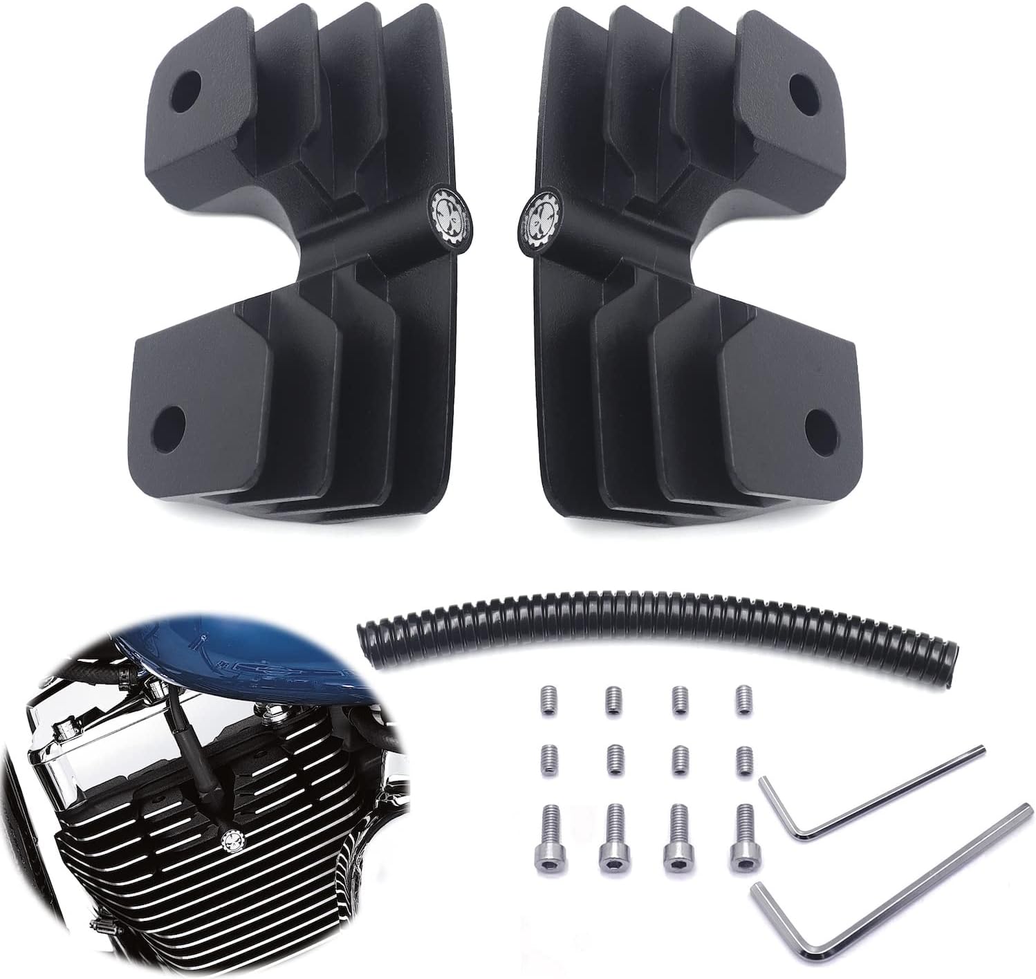 HTTMT- Black Headbolt Bridge Spark Plug Cover Compatible with '99-'17 Twin Cam Touring Softail Dyna [P/N: MT454-004-MBK]