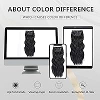 Vista 4 de Extensiones de cabello negro con clip, 4 piezas de cabello sintético natural suave y ondulado con clip, extensiones de cabello sintético rizado
