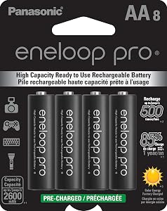 Piles AA rechargeables Panasonic BK3HCCA8BA Eneloop Pro, 8 pk