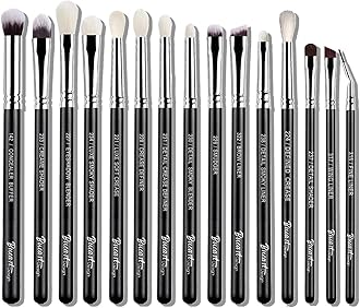 Bueart Design 15Pcs Pro Natural Hair Eyeshadow Makeup Brush Set kits for powder cream liquid eyeshadow blending, Luxury Professional Goat and Pony Hair Bristles Precision eyeshadow brushes