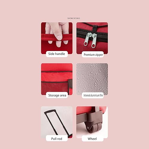 Miniatura 4 de Hielera suave con ruedas, plegable de 43 L, portátil, a prueba de fugas, aislada, bolsa enfriadora con ruedas para camping, picnic, playa, viajes