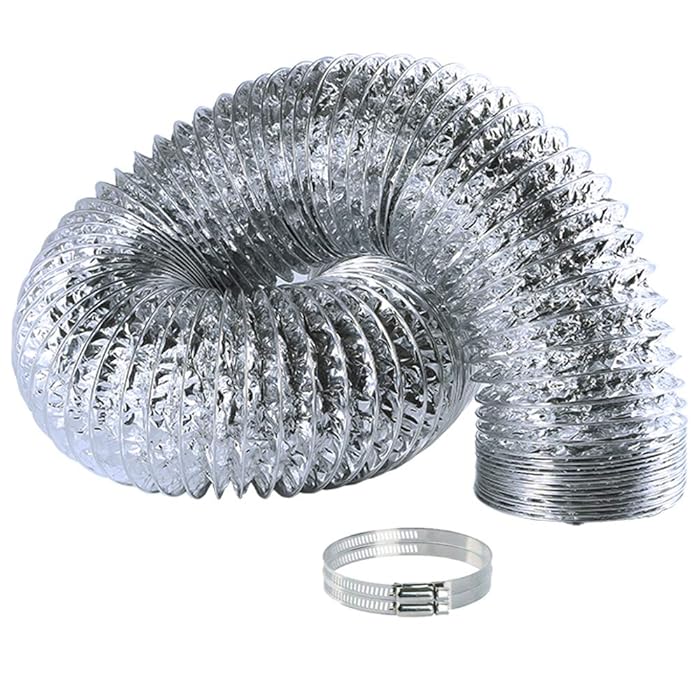 Buy Aluminum Air Ducting for HVAC Ventilation Dryer Vent Hose 4 Inch x 8 Feet Flexible Air Duct