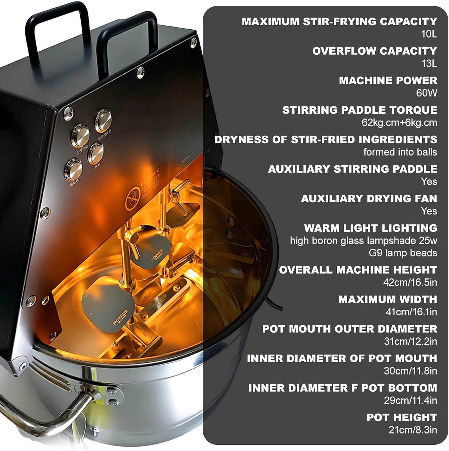 Commercial Sauce Mixer, Automatic Mixer, Electric Mixing Pot, Jam Mixer, Stainless Steel Food Mixer, Equipment with Auxiliary Fan and Lighting Lamp