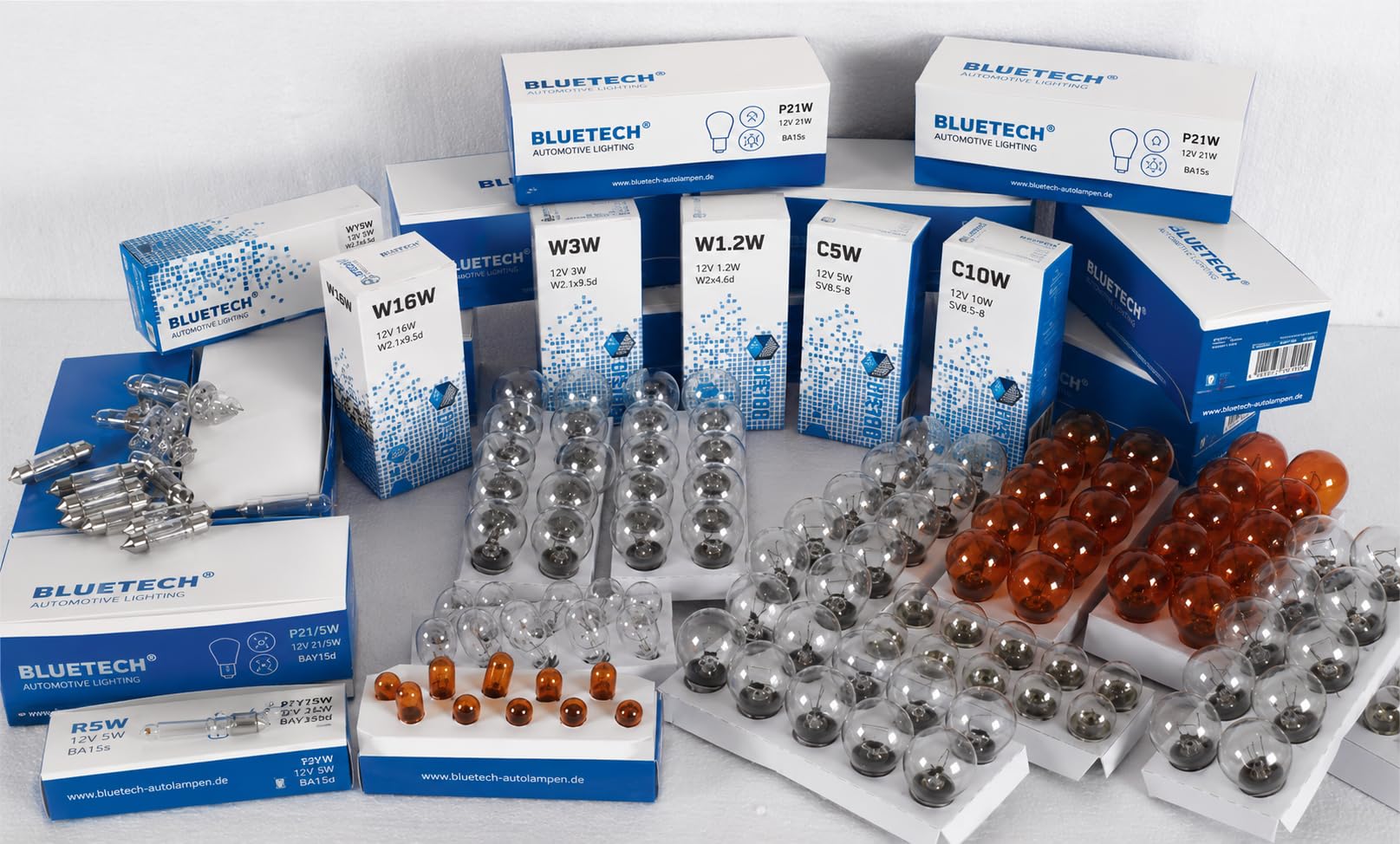 BLUETECH 140 szt. zestaw oświetlenia samochodowego żarówka samochodowa żarówka Longlife. Oferta specjalna. Zestaw ekonomiczny do warsztatu samochodowego lub hobbystów