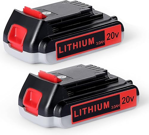 Paquete de 2 baterías de repuesto para batería de litio Black and Decker de 20 V, 3000 mAh, LBXR20, LB20, LBX20, LB2020-OPE, LBXR20B-2, batería de