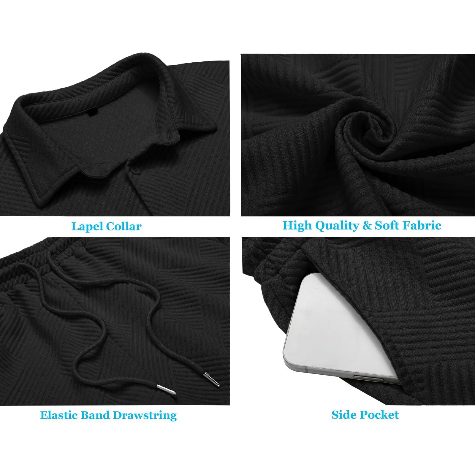Conjunto de verano para hombre, conjunto casual de dos piezas, conjunto deportivo blusas con botones y pantalones cortos con cordón anchos, chándales ligeros para la playa Slim Fit Chándal de