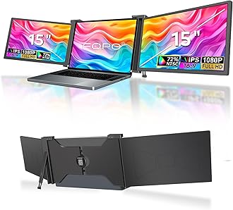 FOPO 15" Laptop Monitor Extender, 1080P Full HD Triple Portable Monitor with USB-C/HDMI, Plug and Play Dual Monitors for 15-17.3" Laptop with Windows/Mac(Only for M1 Max/M1 Pro)/Switch - S17