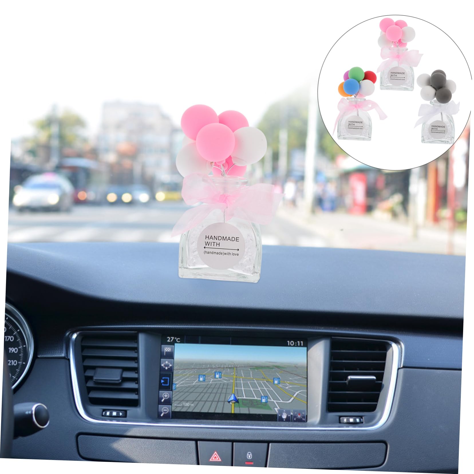 Alipis 3 Bottiglie di Profumo per Auto in Vetro, Diffusore di Aromi a Forma di Palloncino, Decorazione per Interni e Armadi