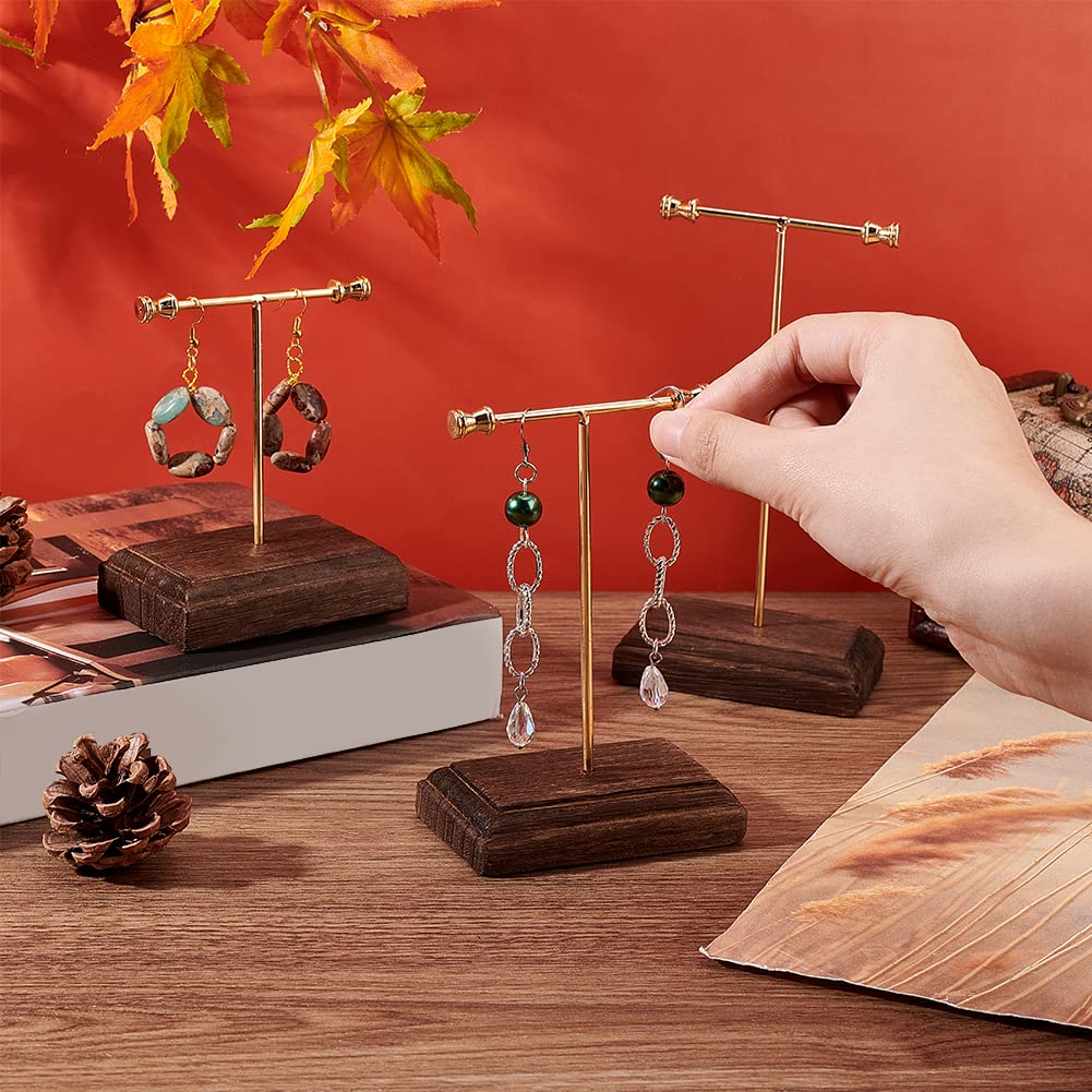 FINGERINSPIRE Hexagonal Earring Display Stand - Wooden Earring Organizer Holder, Coconut Brown, For Earrings & Rings Display - View #13