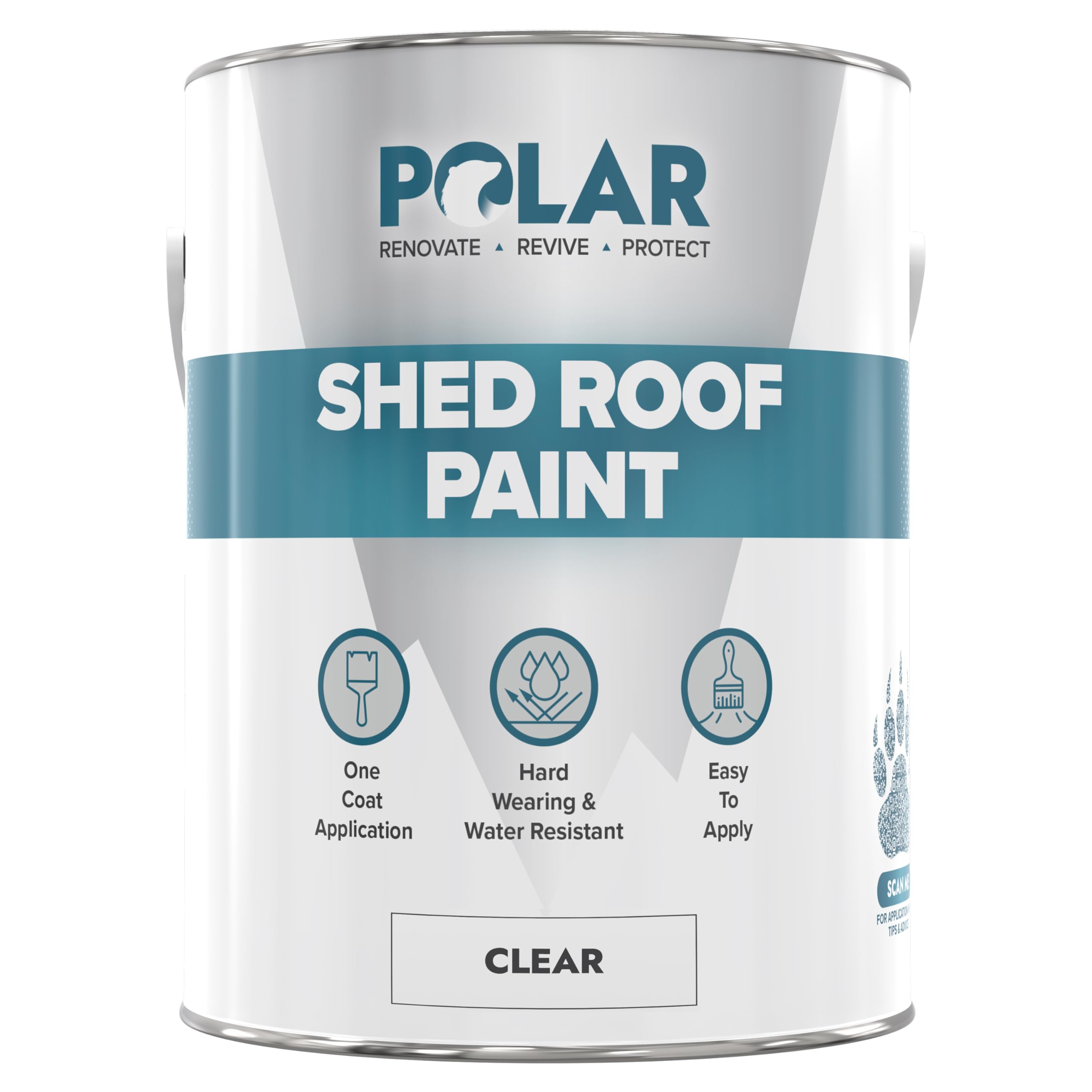 Polar Specialist Coatings Clear Polar Shed Roof Paint - 2.5 Litres | Instant Waterproofing Protection For Felt, Shed & Garage Roofs | Smooth & Decorative Finish | Durable Shed Paint For Exterior Use