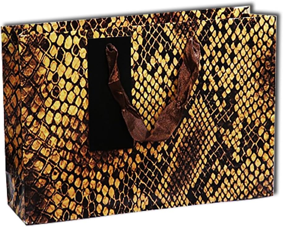 Parax Paper A4 Python Print Gift Bag with Silk Handles/Gift Tag - Brown