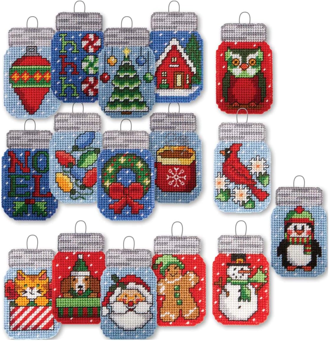 Herrschners Christmas Icon & Christmas Friends Mason Jars Set Plastic Canvas
