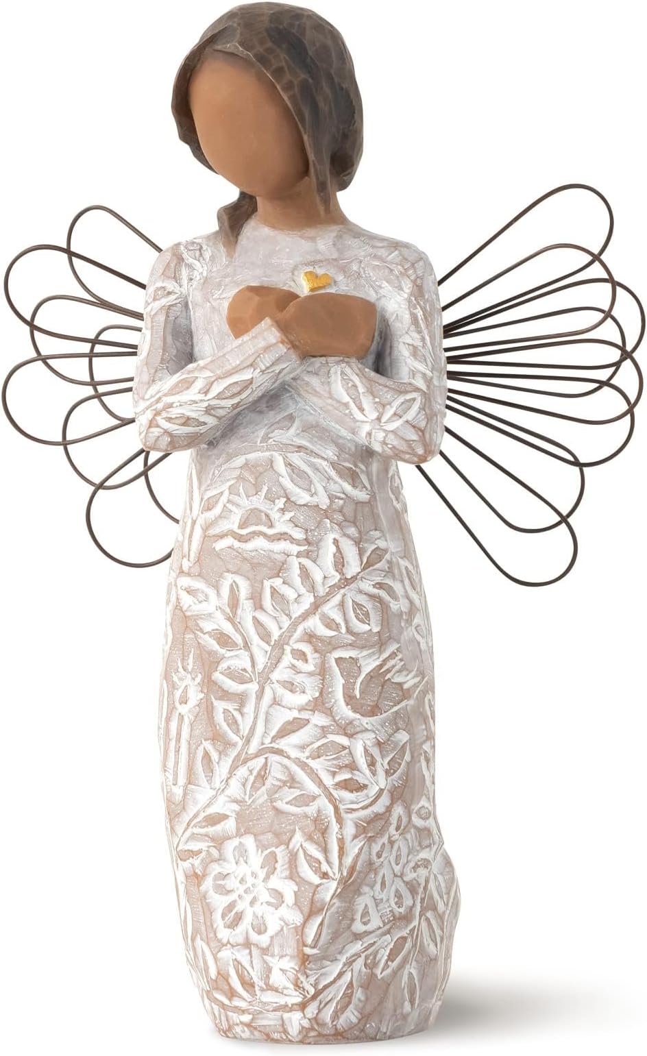 Willow Tree Remembrance (Darker Skin) Angel, Memories, Hold Each Safely in Your Heart, Carved with Symbols to Remind us of Loved Ones, Gift of Support and Sympathy, Sculpted Hand-Painted Figure