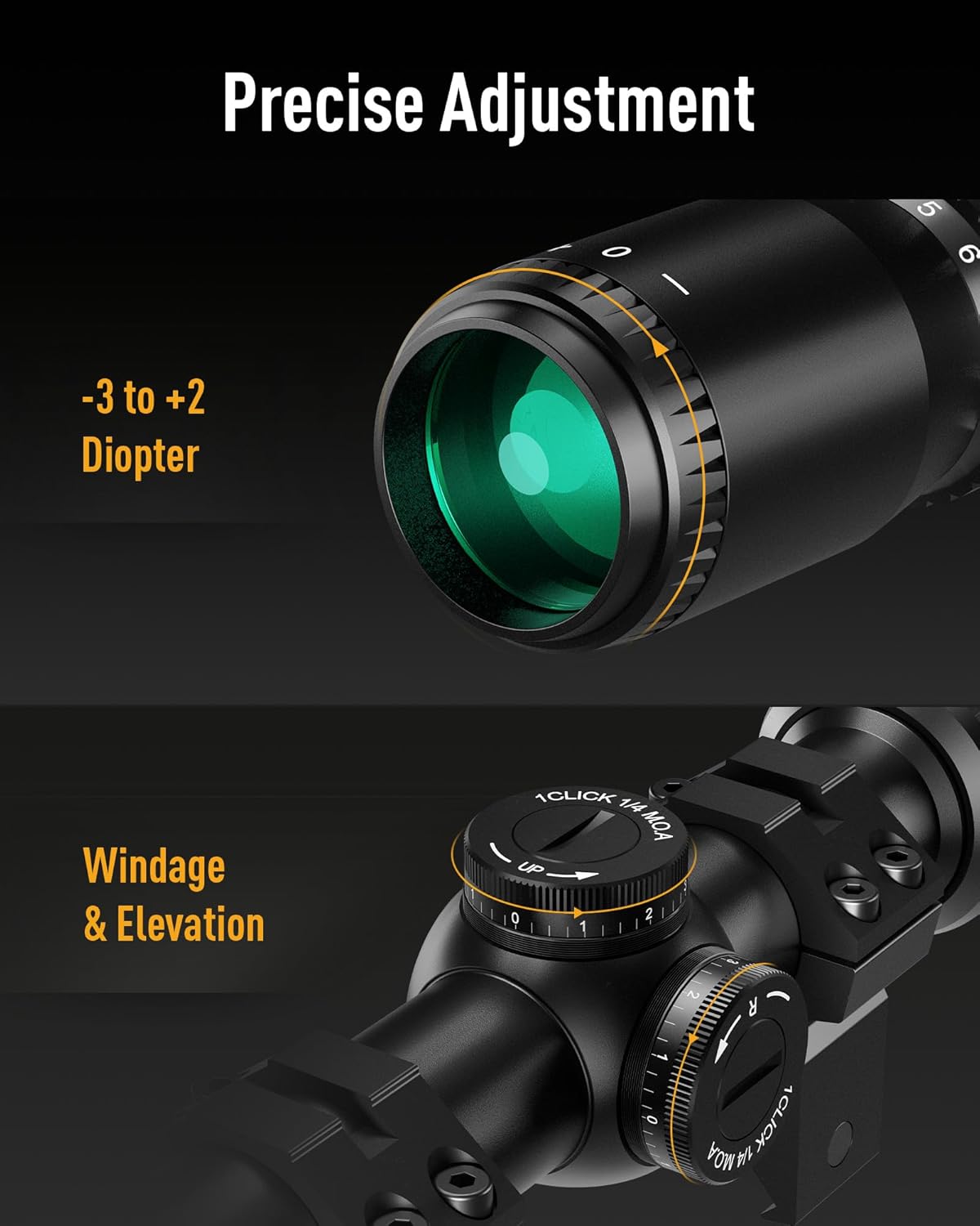 PINTY 3-9x40 Rifle Scope with Red/Green Illuminated Reticle & Rangefinder, Multicoated Lens with Mounts for Picatinny Rail