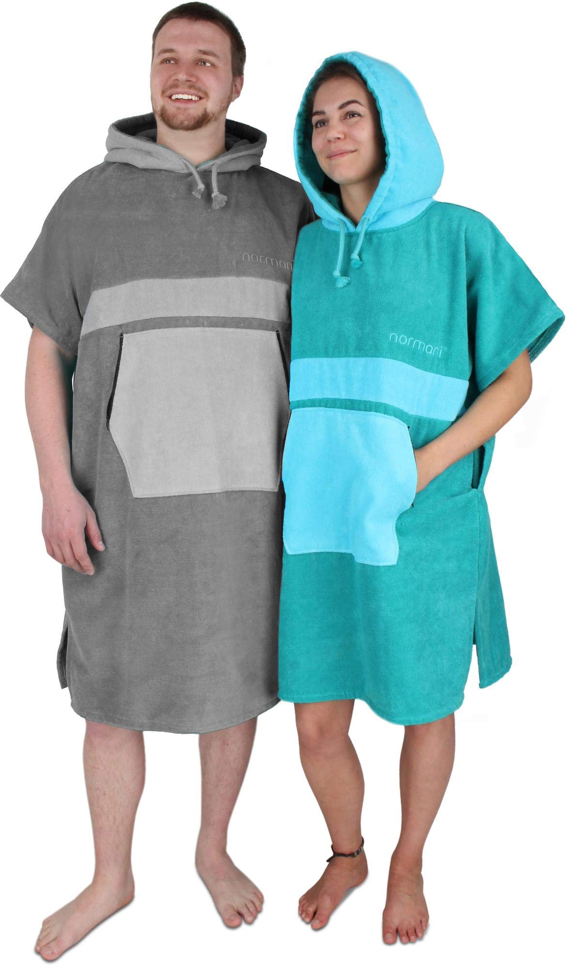 normani Unisex Badeponcho für Erwachsene | Handtuch-Poncho | Umzieh-Hilfe - Strand-Bademantel für Damen undund Herren aus 100% Baumwolle