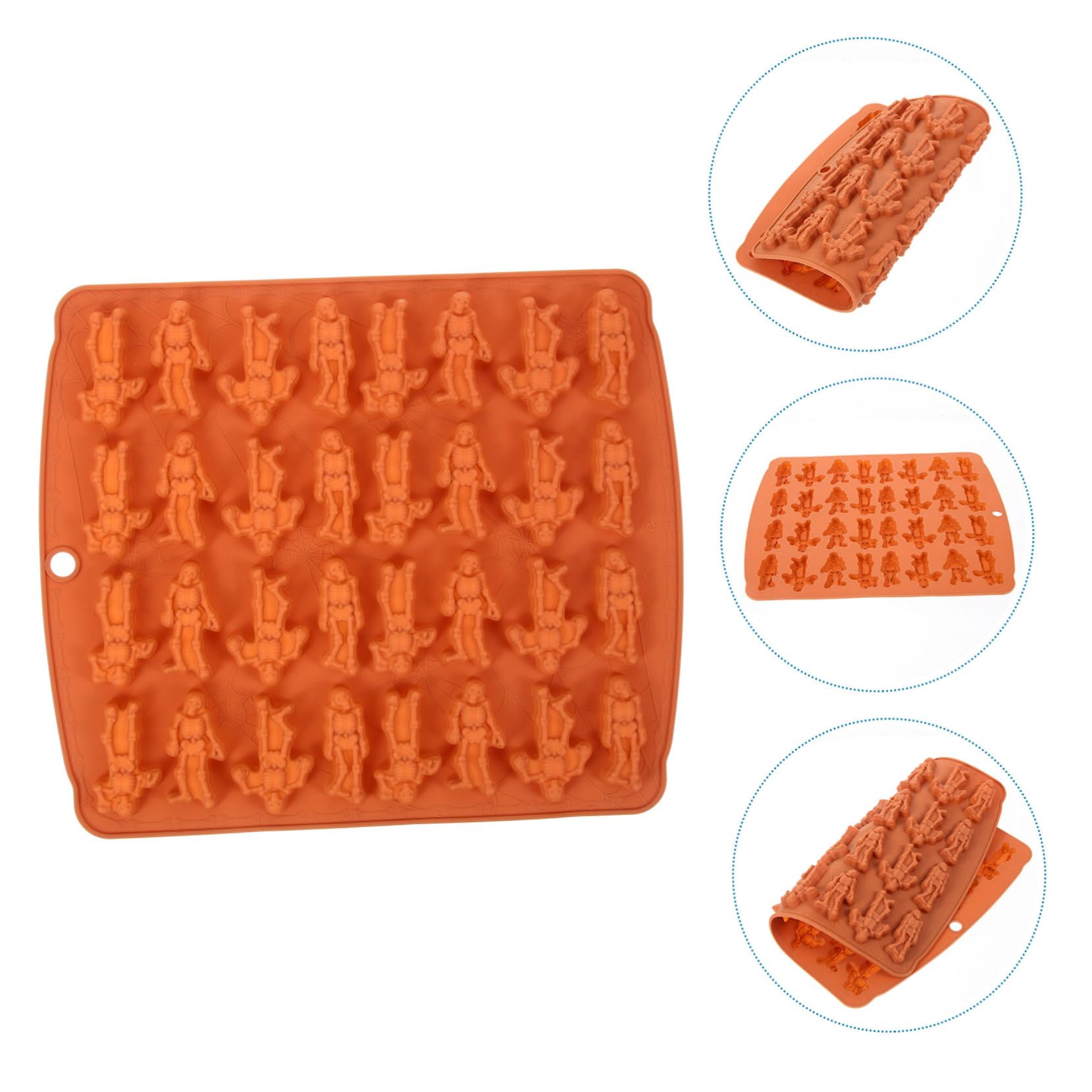 RLKHXBS Halloween Esqueleto Molde de Silicona para Chocolate Caramelo Fondant Hornear no para Limpiar moldes para Decoraciones Creativas de golosinas de Halloween