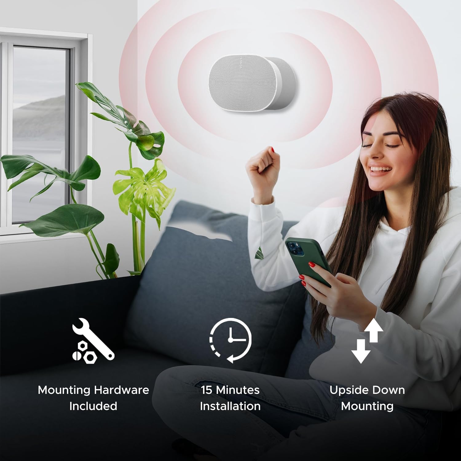 Sound Bass ERA300 Wall Mount Bracket, Low Profile, White, Twin Pack, Compatible with Sonos ERA 300 Speaker, Complete with All Fixing Hardware - Image 9