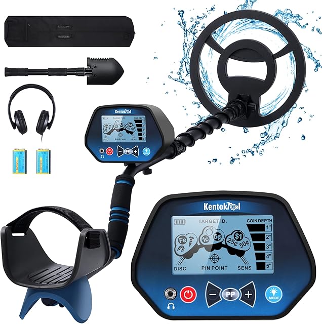 Metal Detector for Adults and Kids Adjustable Pole Professional Metal Detector with LCD Display Pinpoint & DISC & All Metal 3 Modes 22cm Search Coil 25.5cm Depth for Treasure Hunting